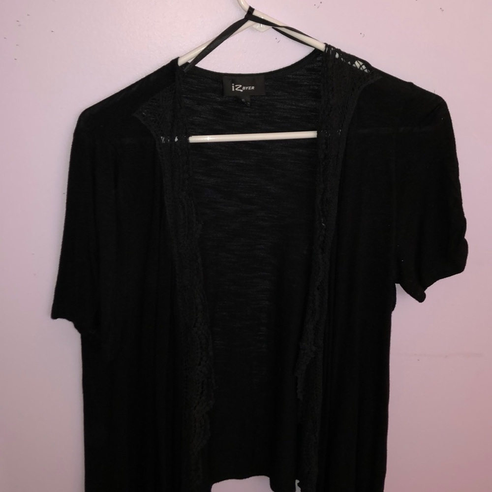 IZ Byer black short sleeve dressy cardigan